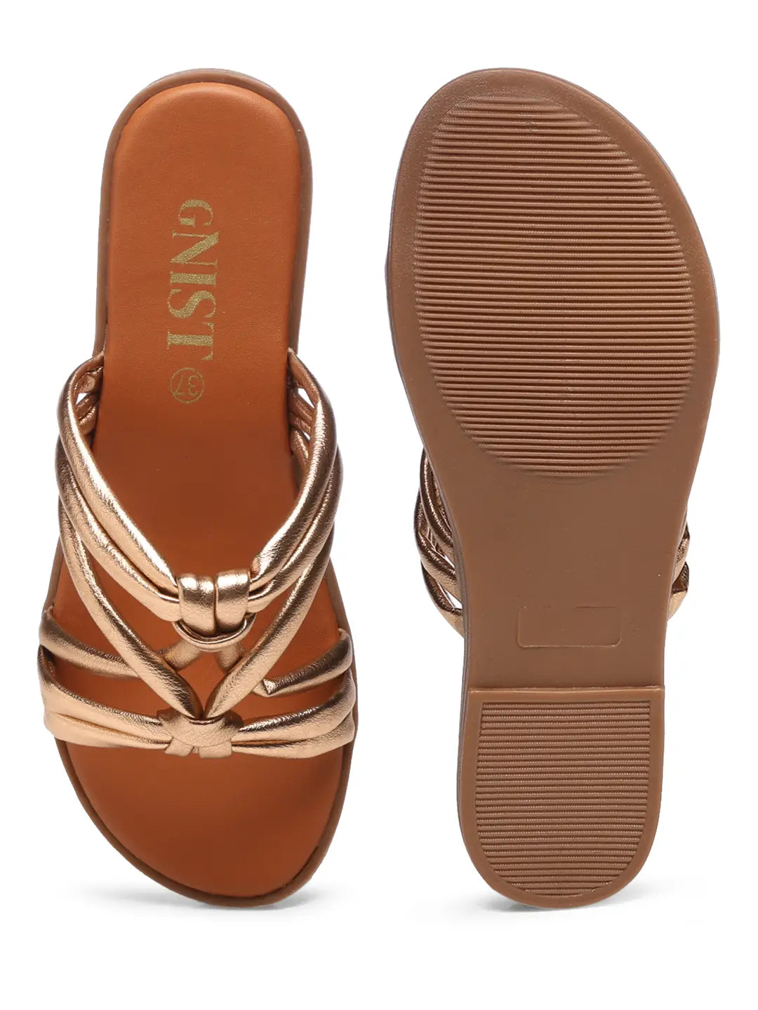 GNIST Strappy Slip on Copper Flats