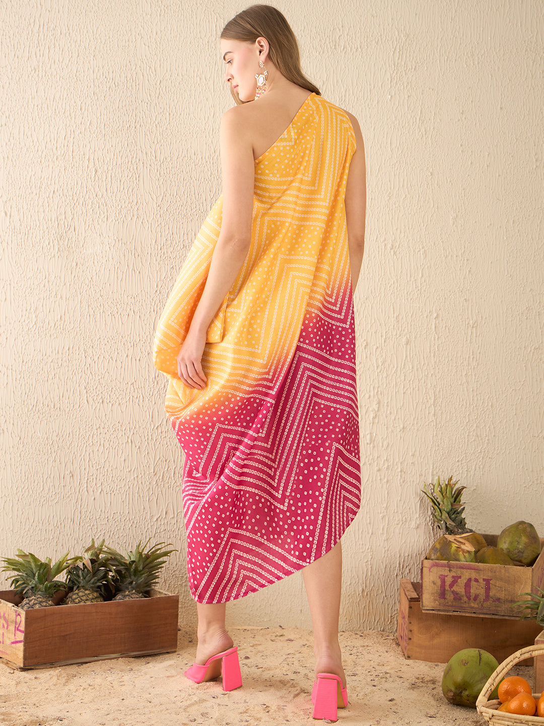 Asymmetric One-Shoulder Crepe Dress