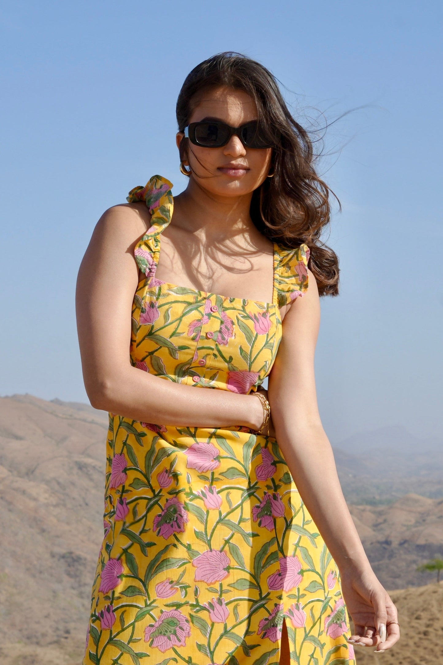 Midi Slit Dress (Yellow)