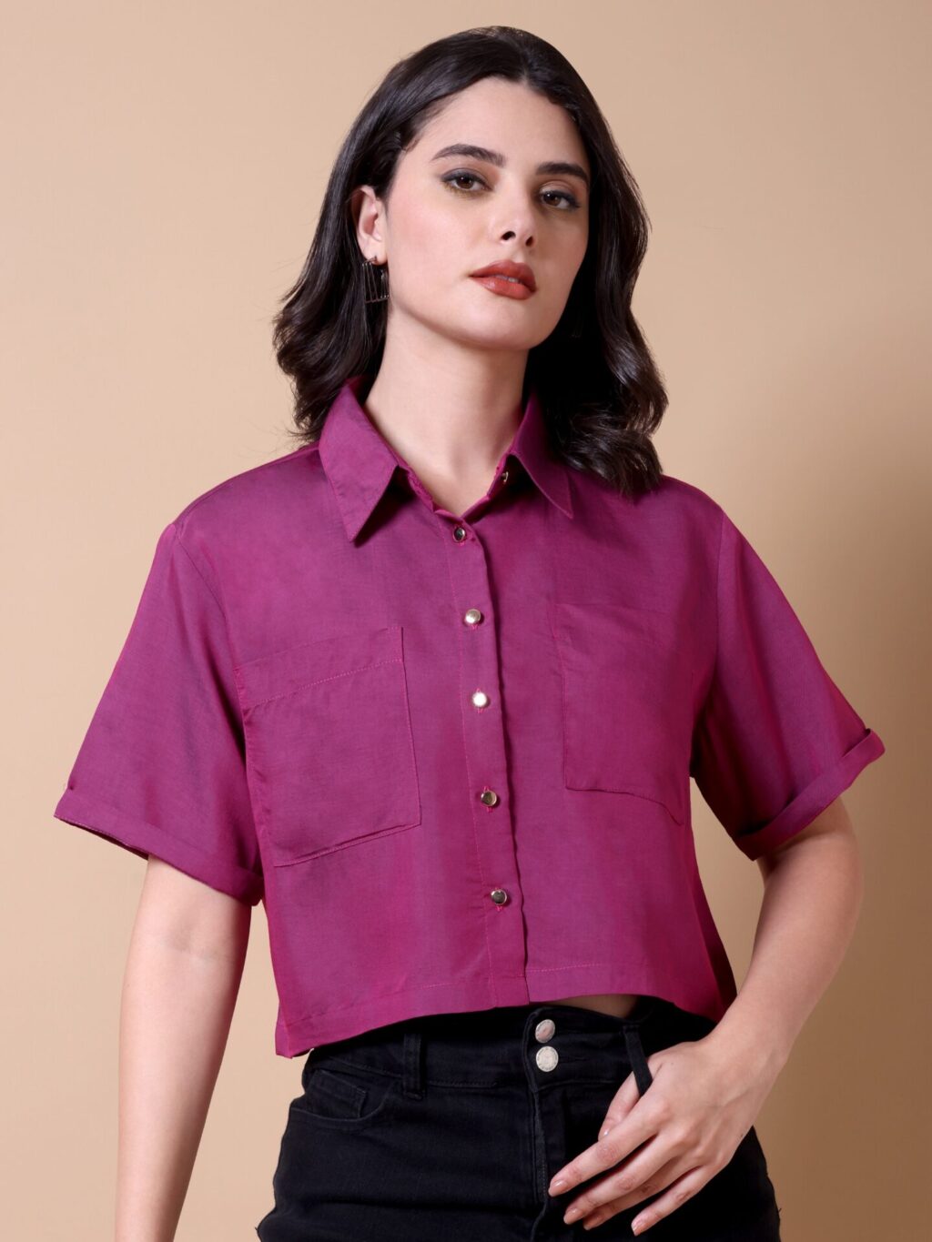 Cropped Pocket Shirt | Pink