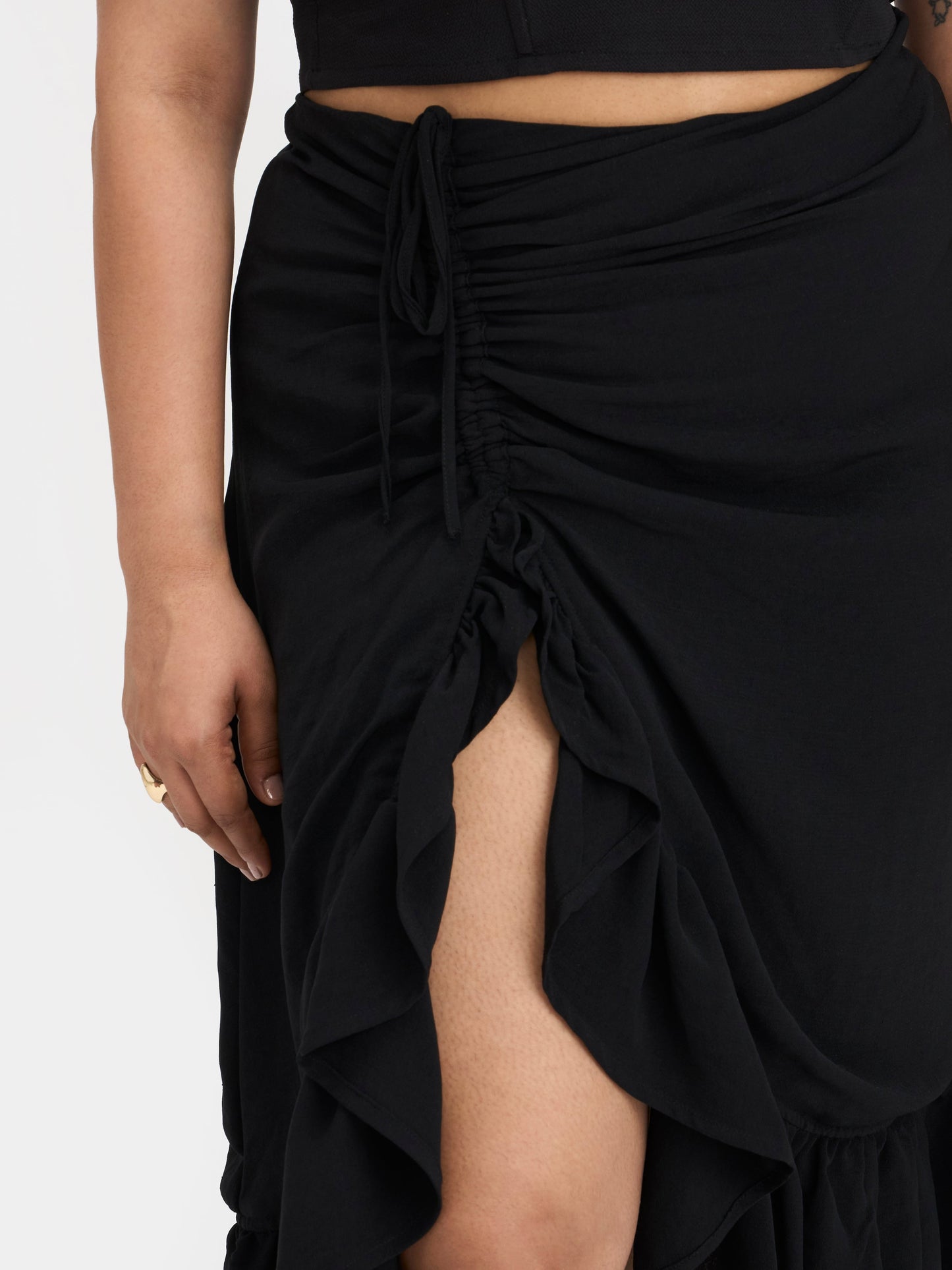 Georgette Ruffled Midi Skirt