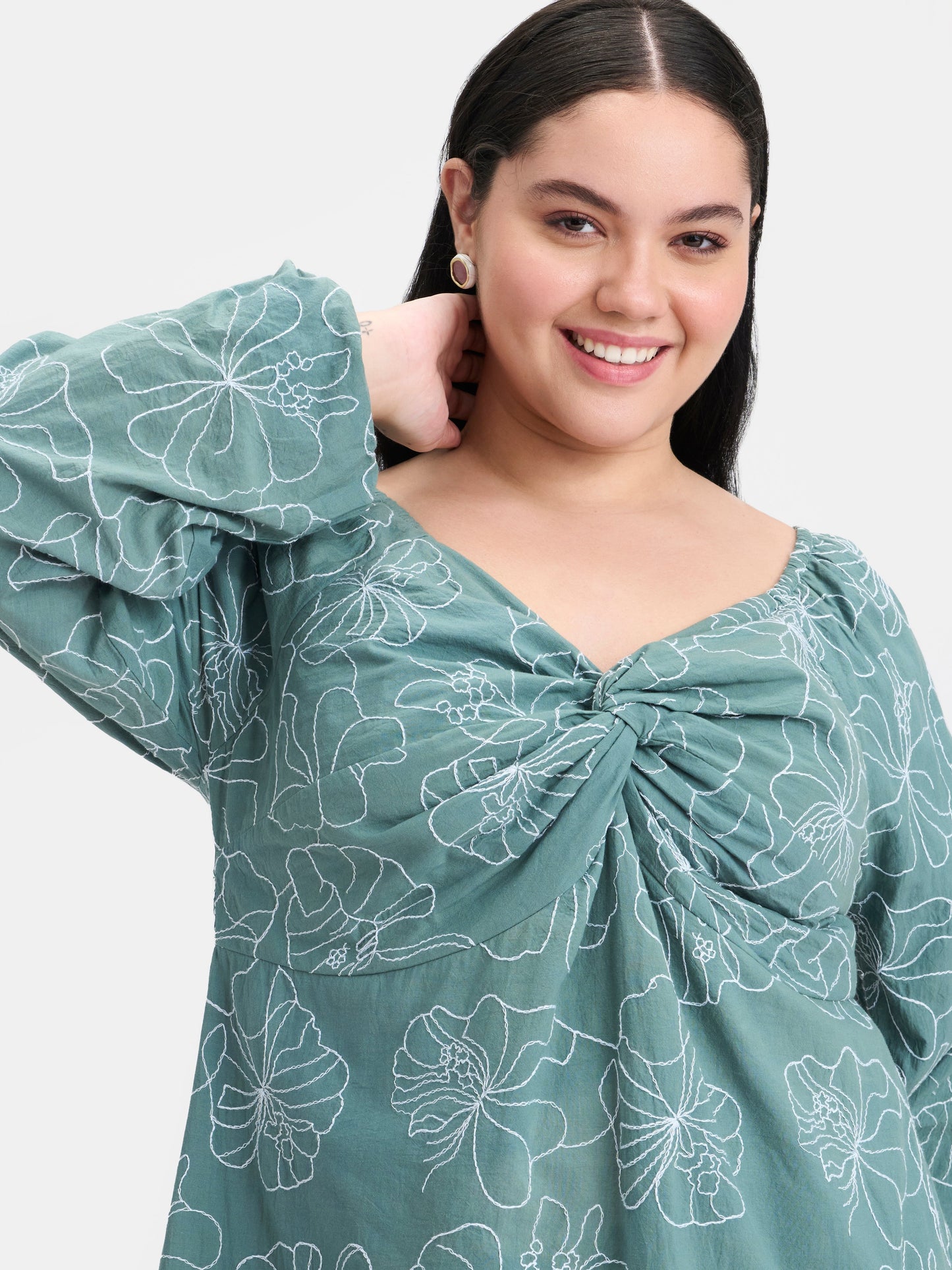 100% Cotton Embroidered Mini Dress