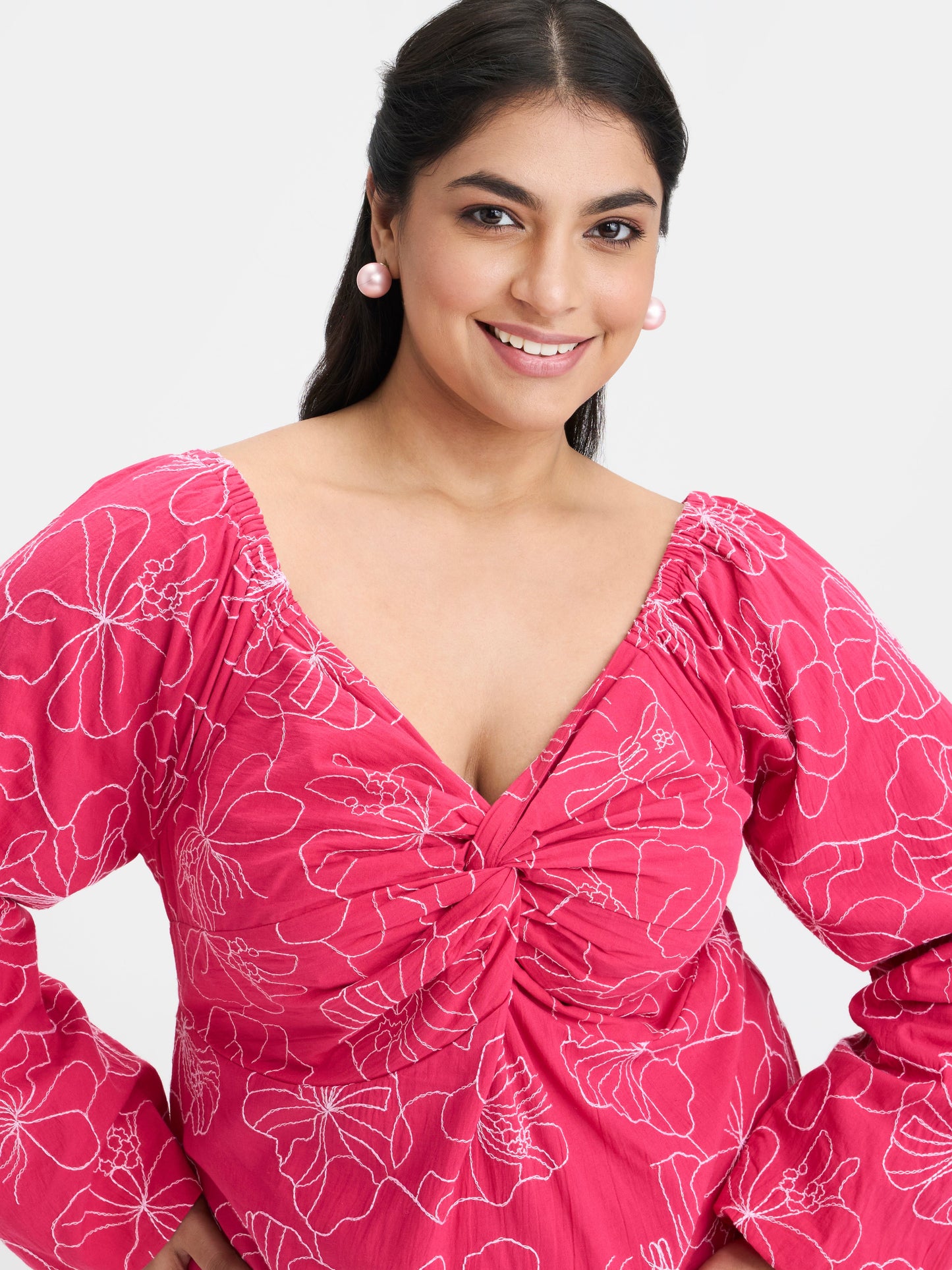 100% Cotton Embroidered Mini Dress