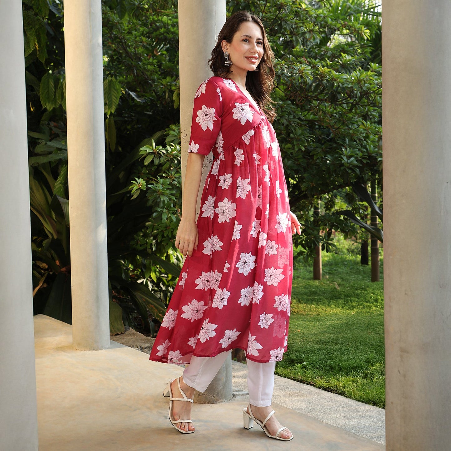 Water Lilies Kurta With Trousers And Dupatta