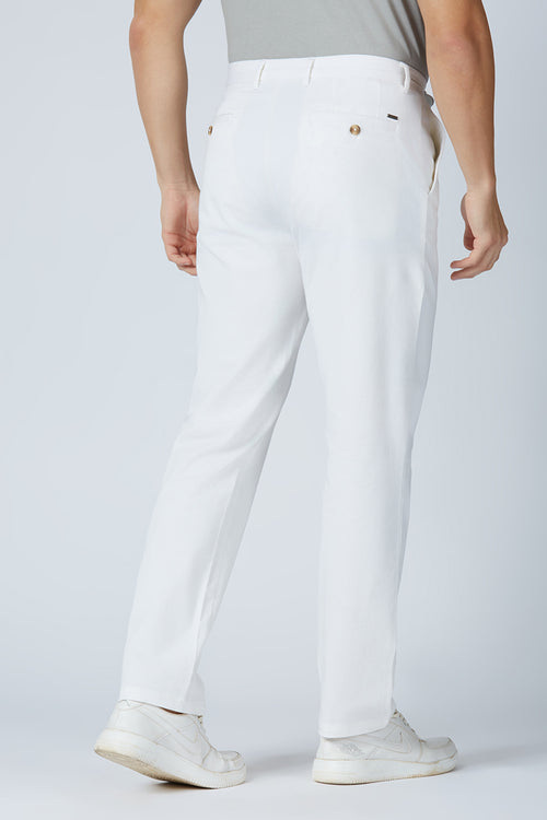 Cotton White Casual Voyager Trousers