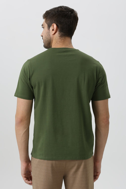 Essential Stretch T-Shirt (Olive & White)
