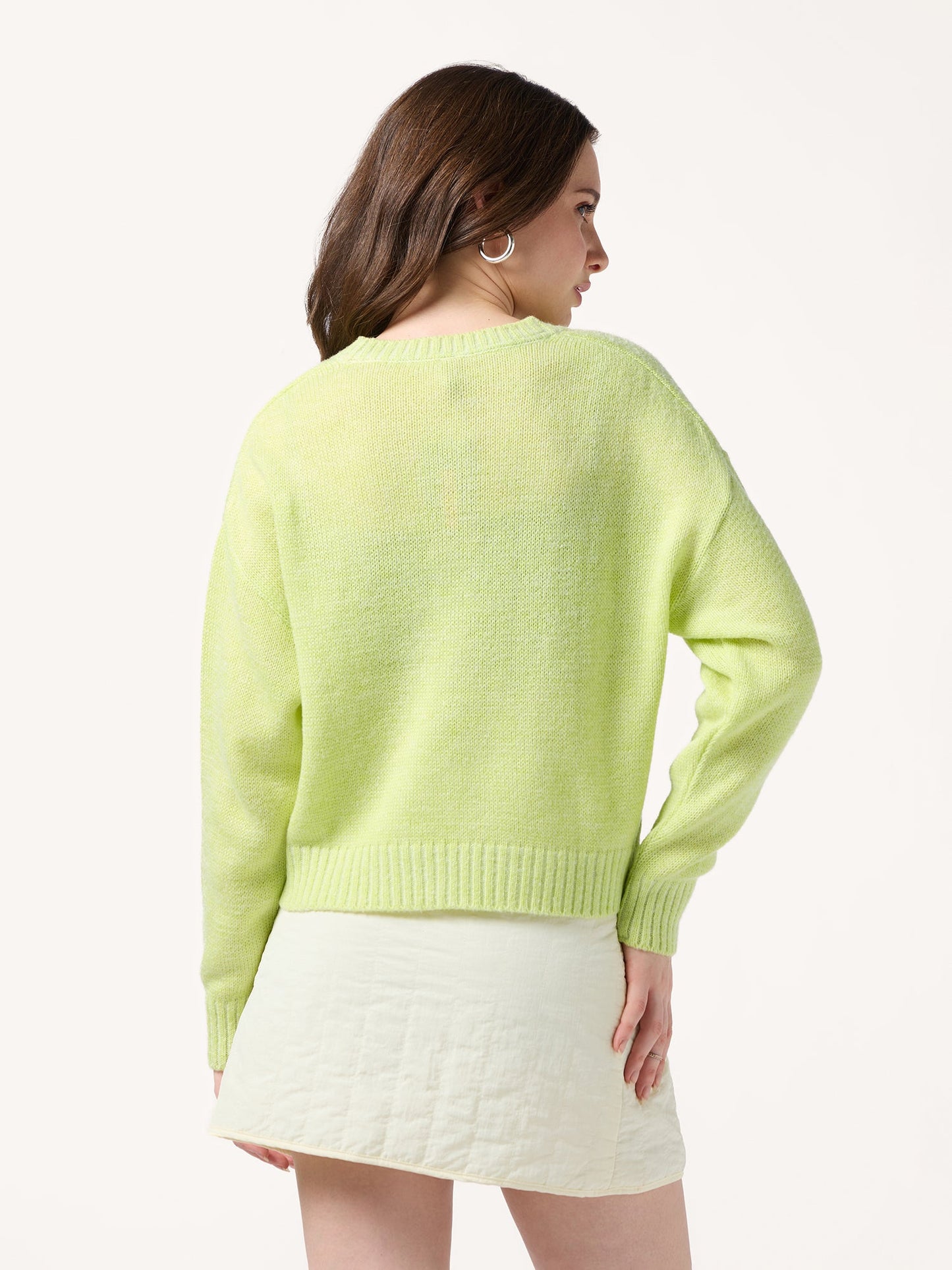 Lime Solid High Neck Sweater