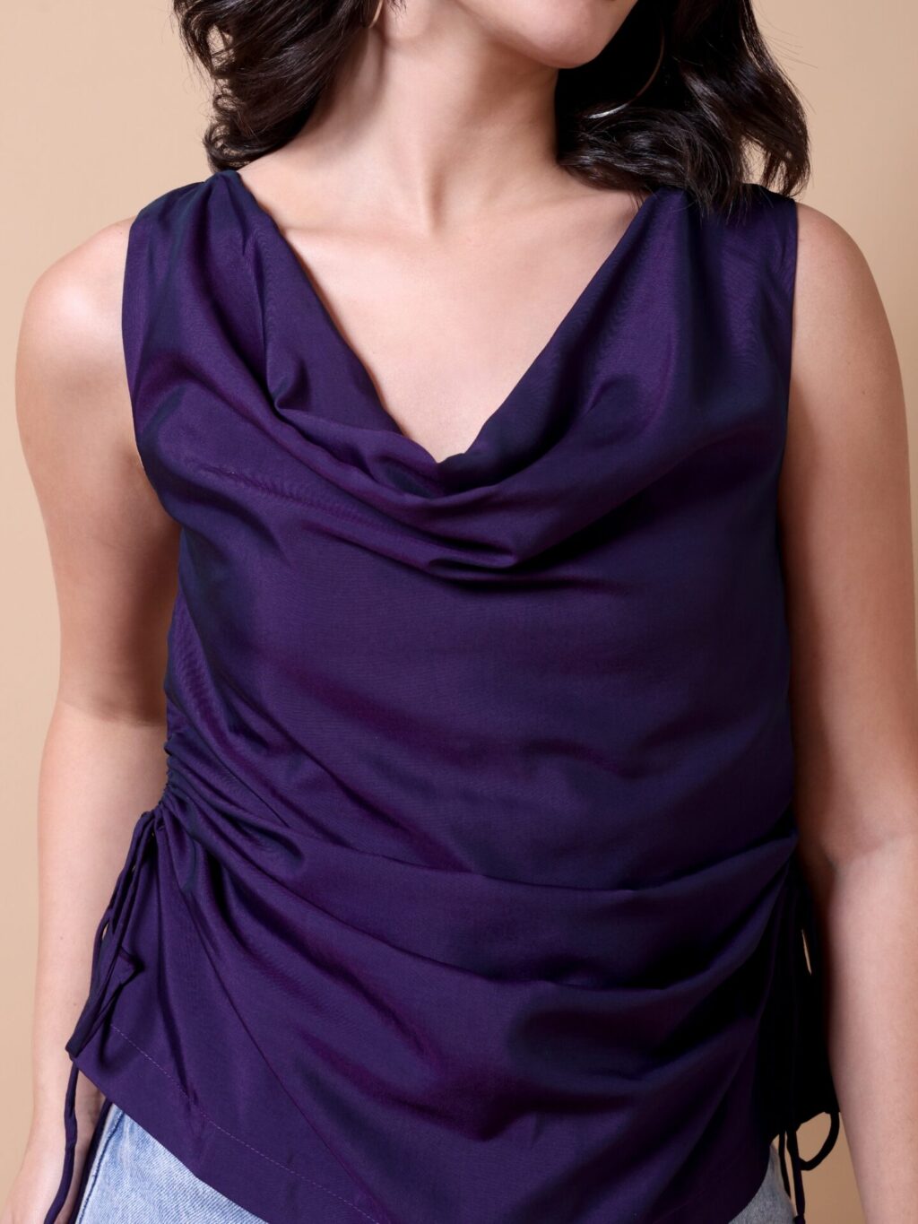 Sleeveless Ruched Top | Purple