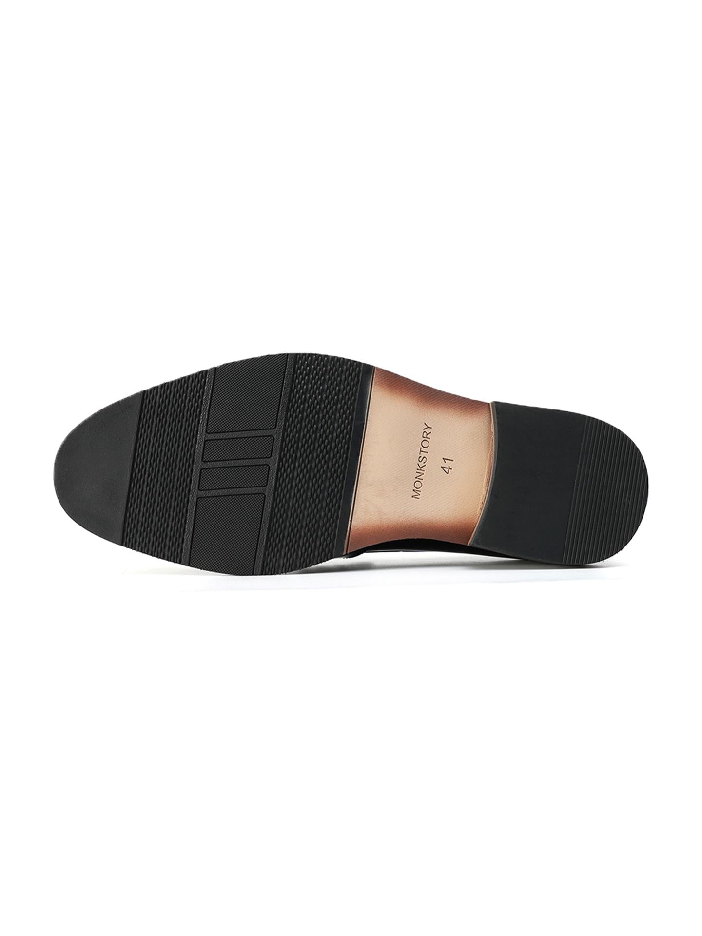 Monkstory Horsebit Tasseled Patent Slip-Ons - Black