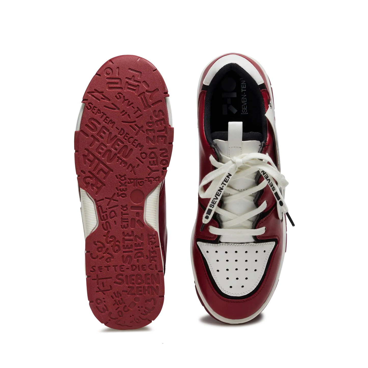 704 Red White Applique Low-Top Sneaker