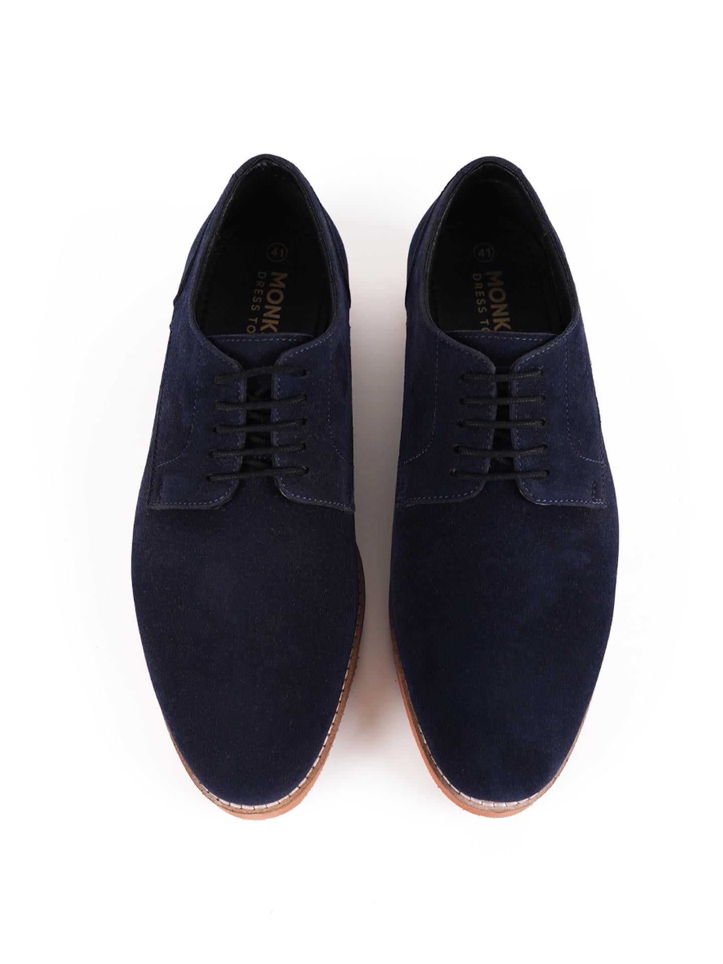 Monkstory Elegance Derby Suede Lace-Ups - Navy Blue