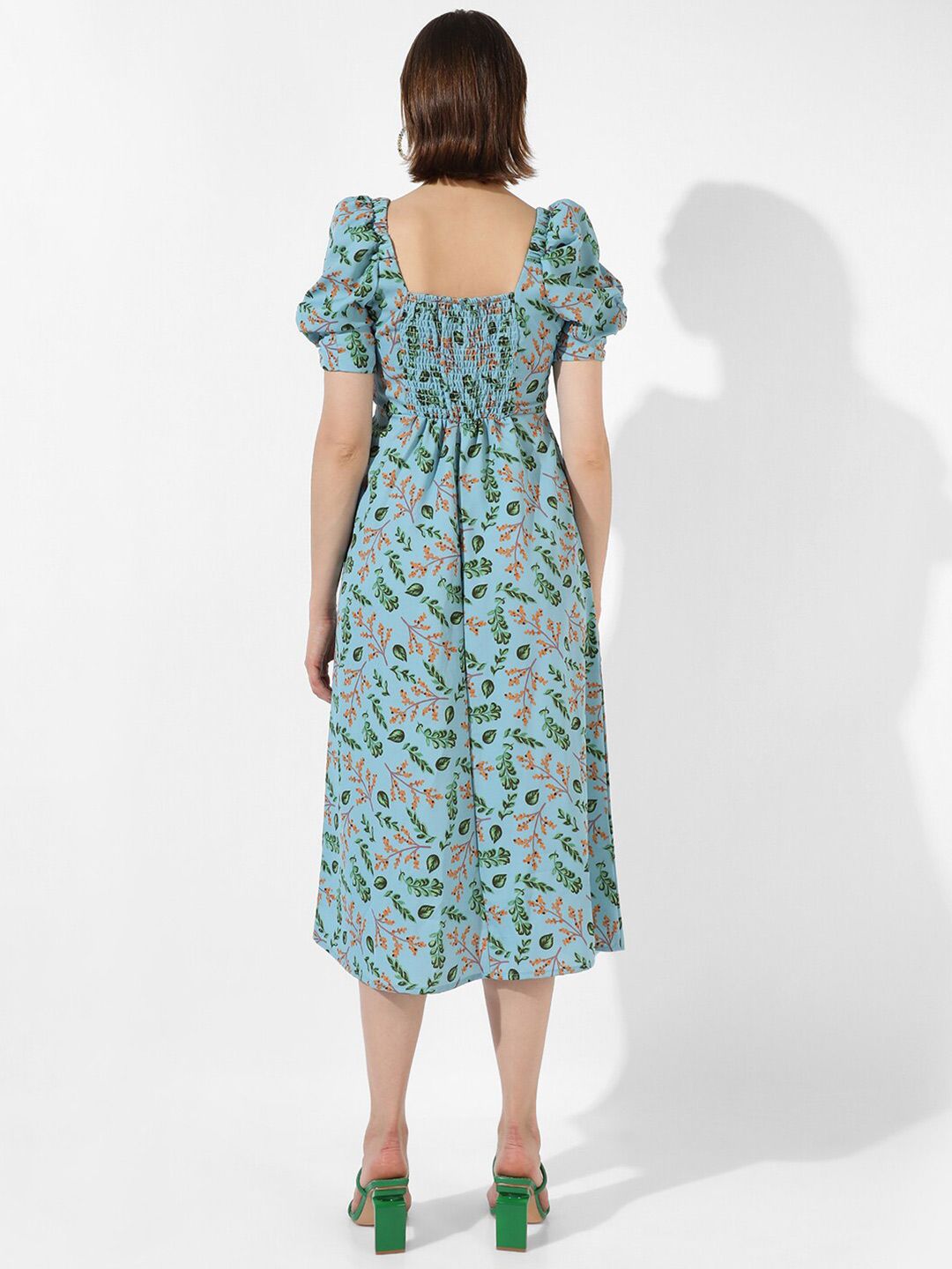 Blue Floral Midi Dress