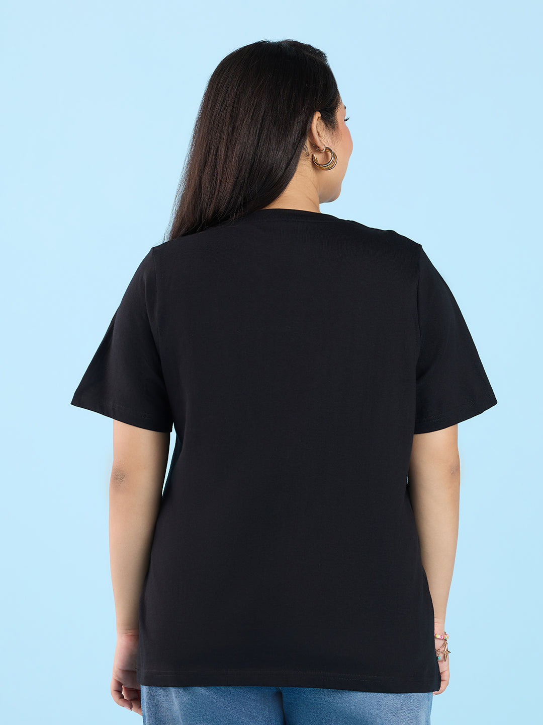 PLUS SIZE JET BLACK V NECK T-SHIRT | XL - 6XL
