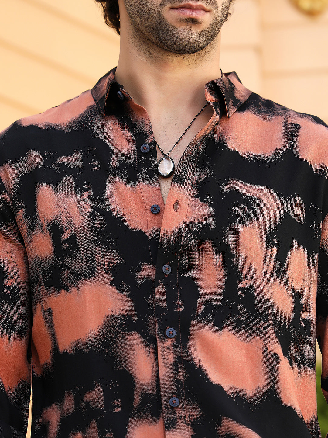 Smudged-Block Regular Shirt