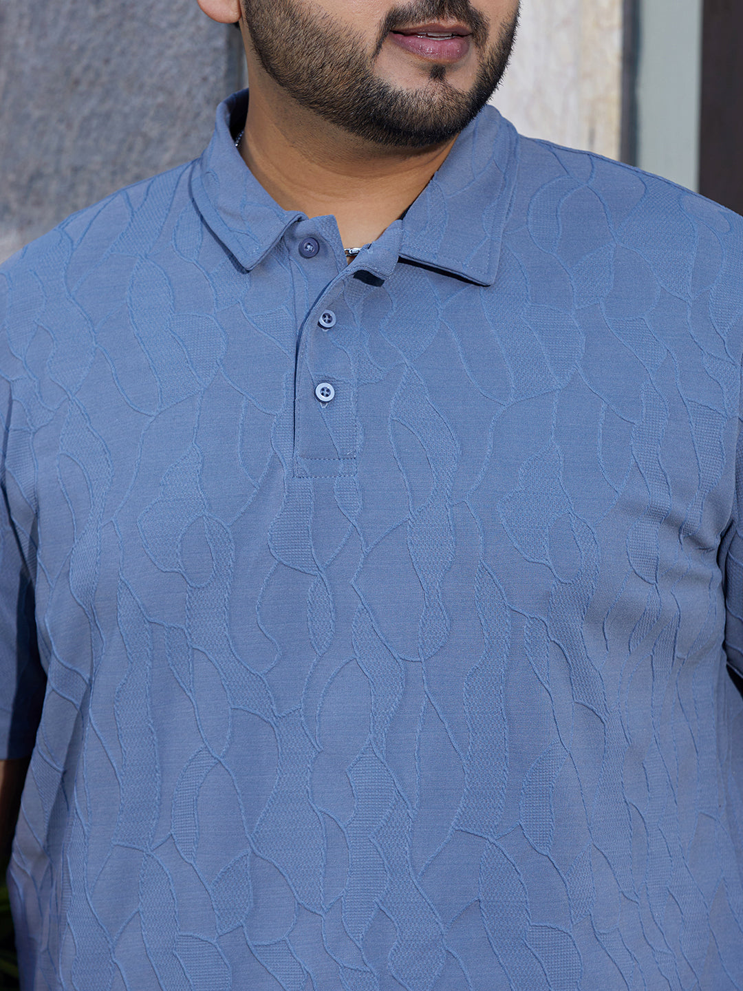Veined-Tactile Polo T-Shirt