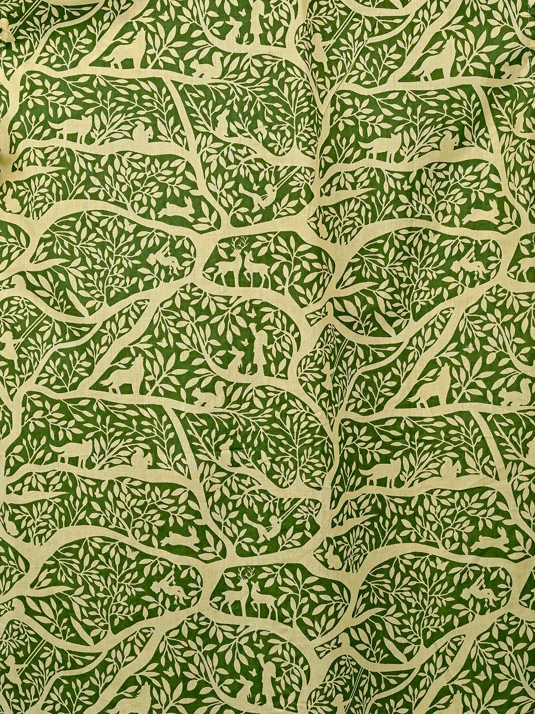 Cream Green Jungle Printed Half Sleeves Shirt