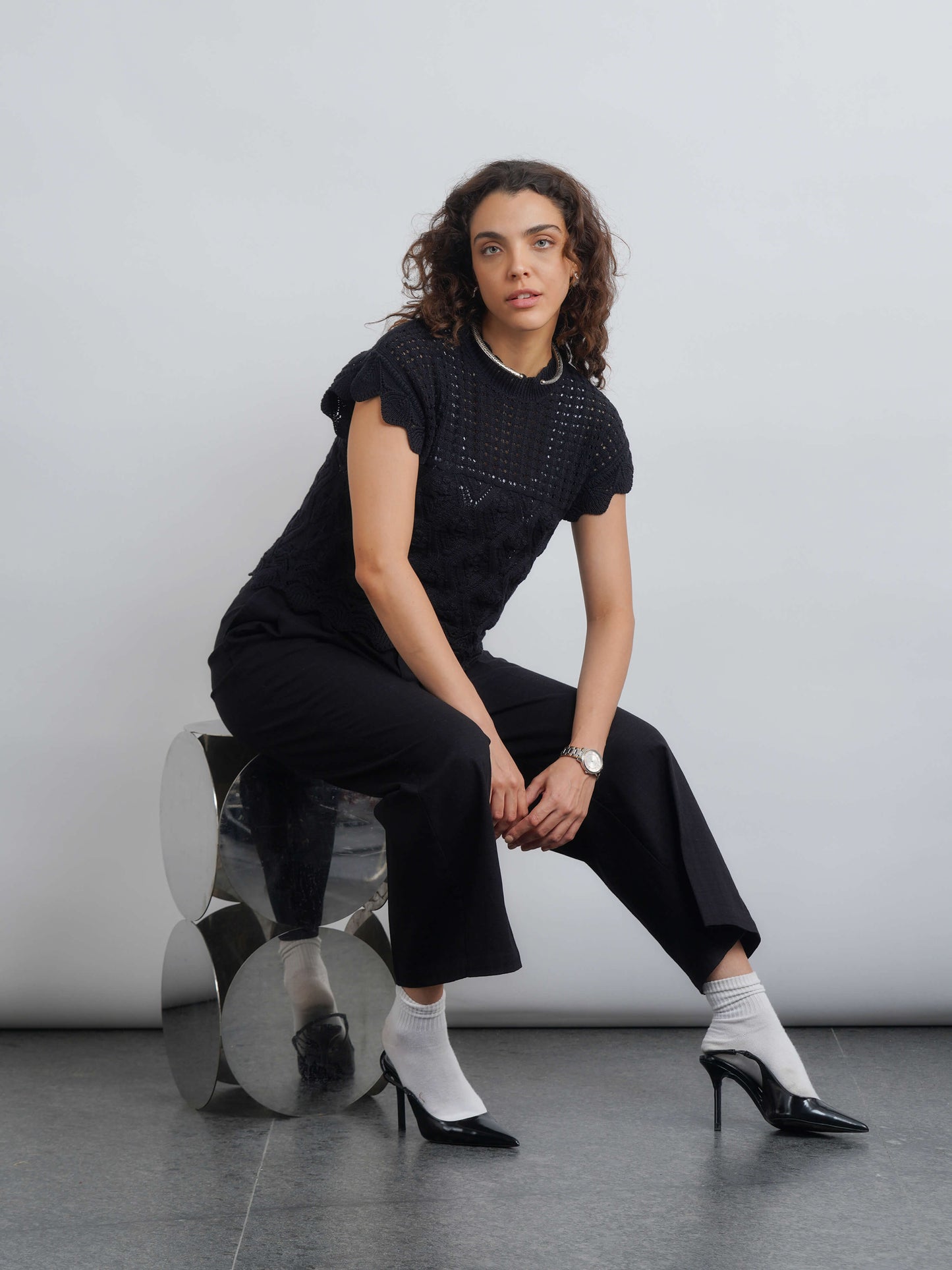 Aurora Crochet Top - Black