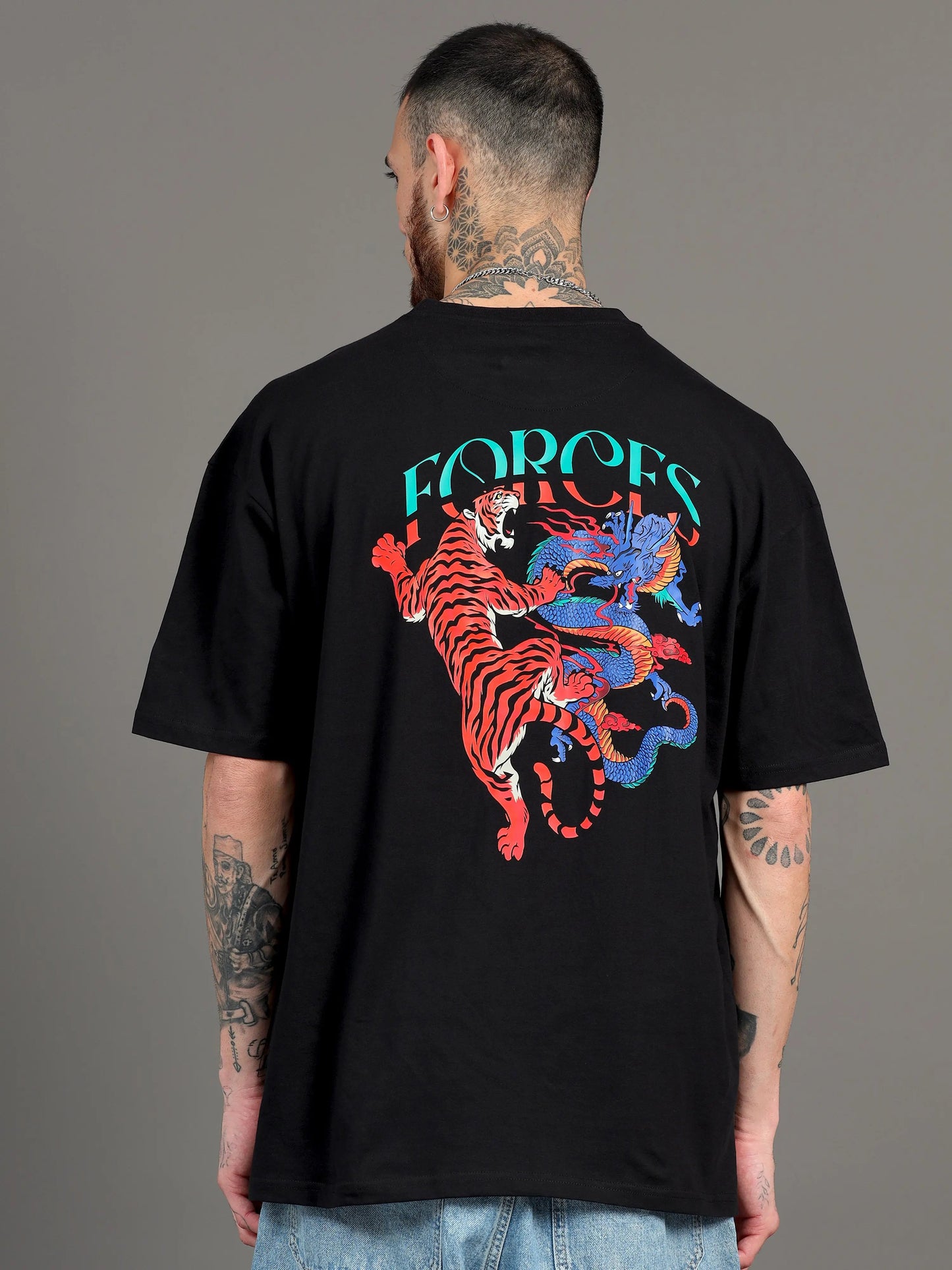 Men FORCES Printed Oversized T-Shirt