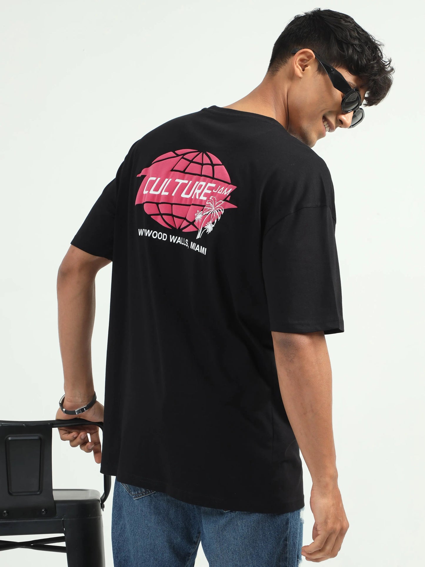Men CULTURE JAM Printed Oversized T-Shirt