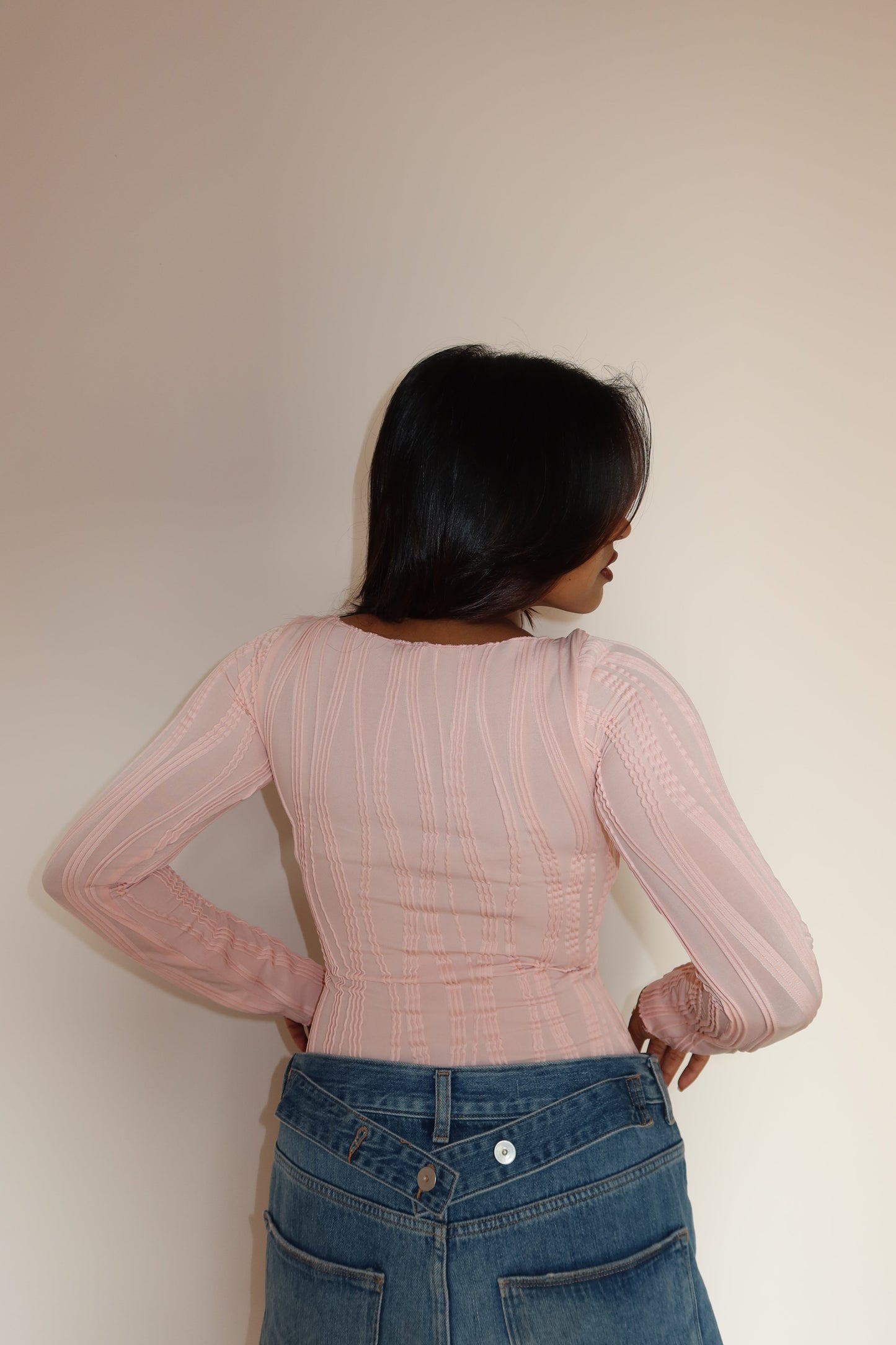 Wavy Aura Full Sleeve Top - Pink