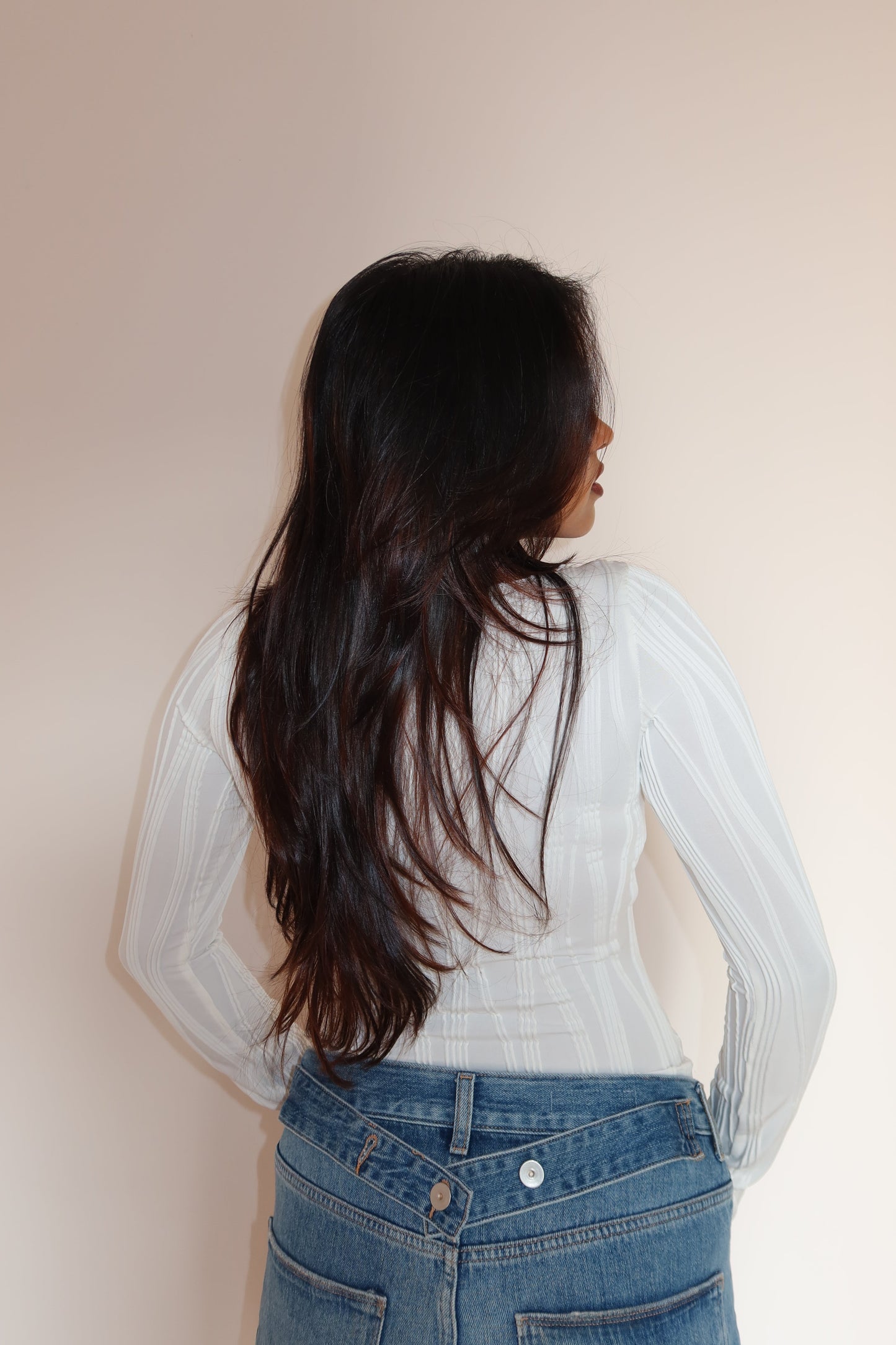 Wavy Aura Full Sleeve Top - White