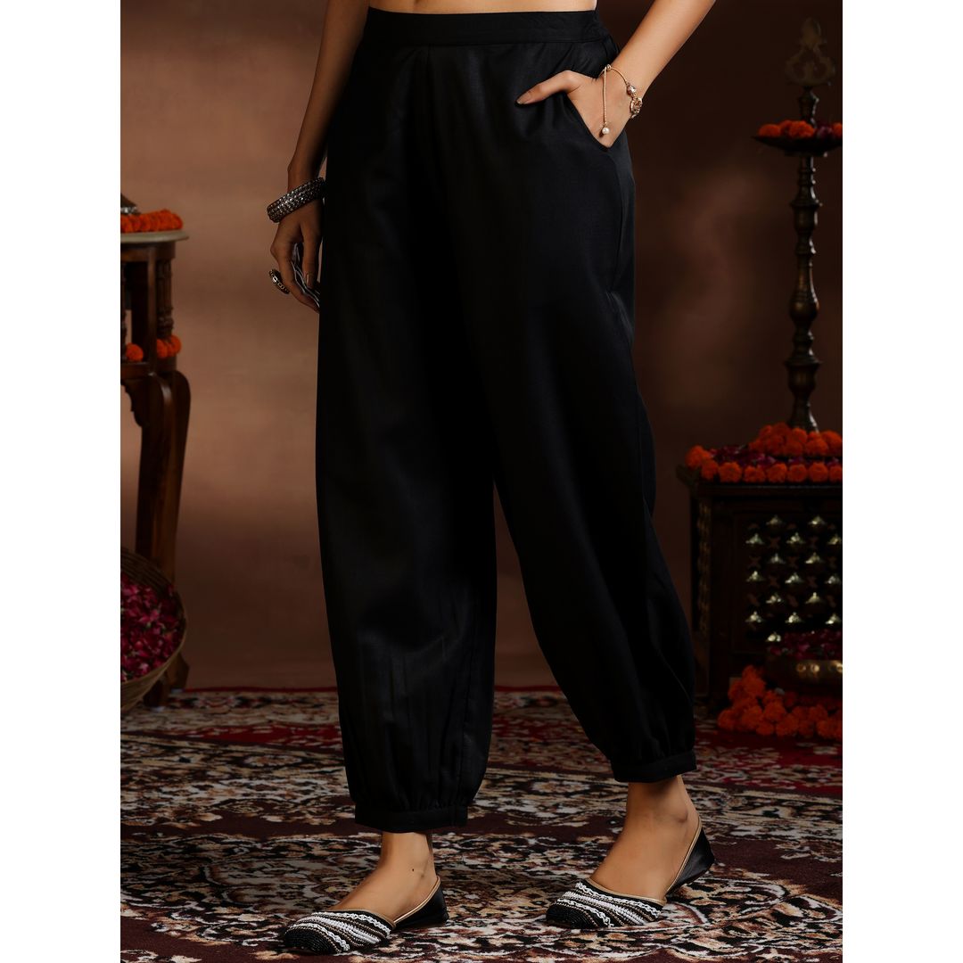 Libas Women's Solid Cotton Blend Straight Kurta with Trousers & Dupatta