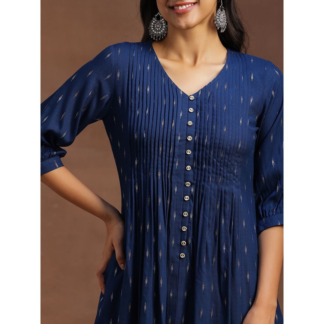 Libas Women's Woven Design Cotton Blend A-line Kurti