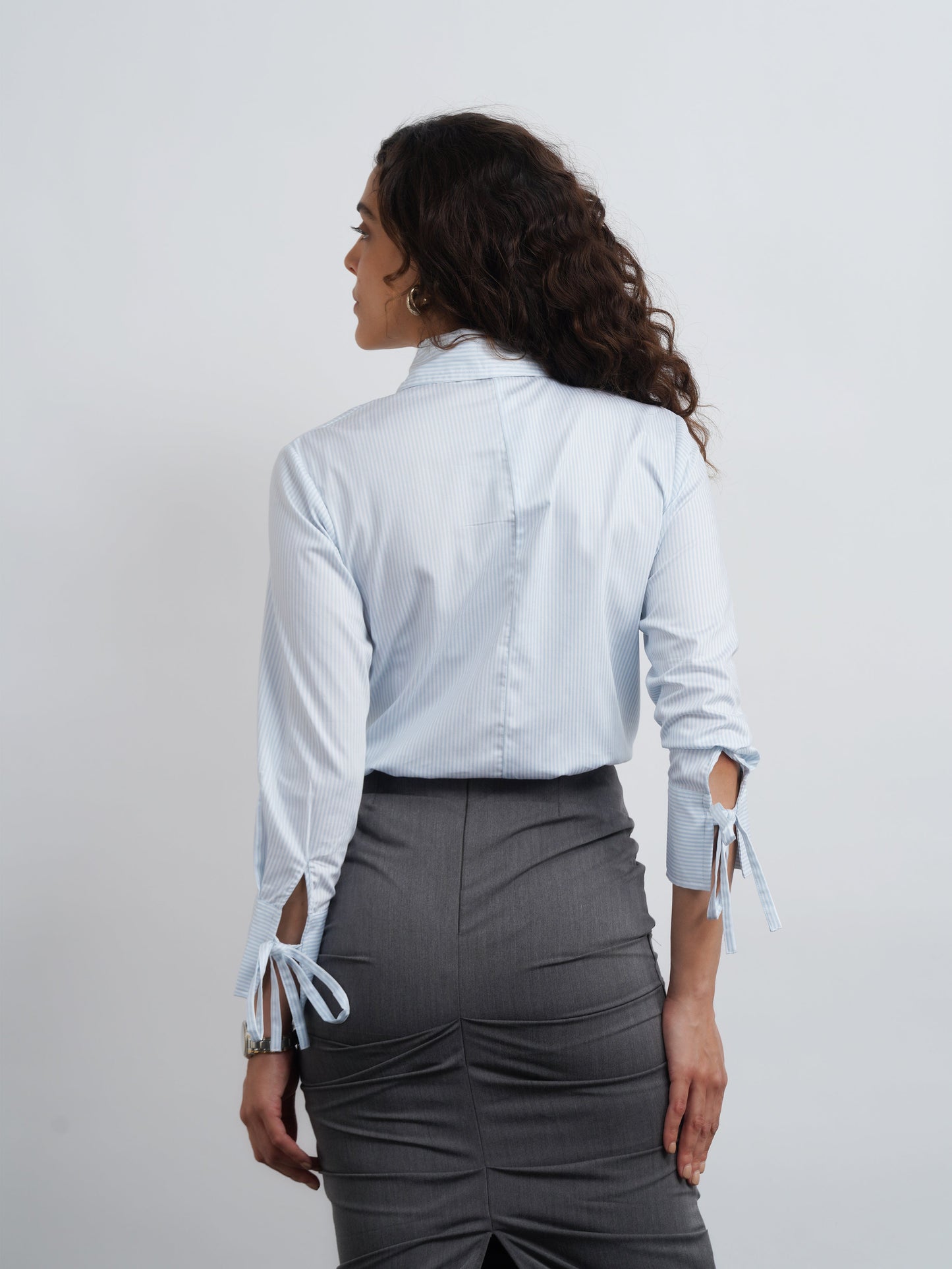 Striped Cotton Drawstring Shirt