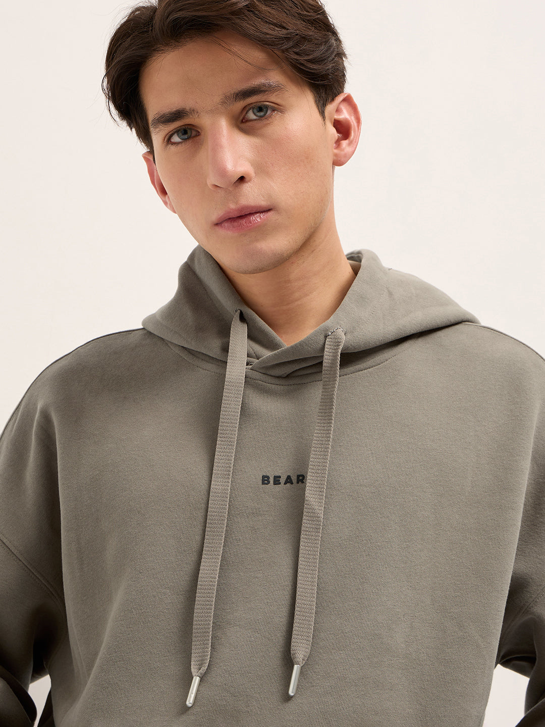 Grey Solid Relax Fit Hoodie with Kangaroo Pocket