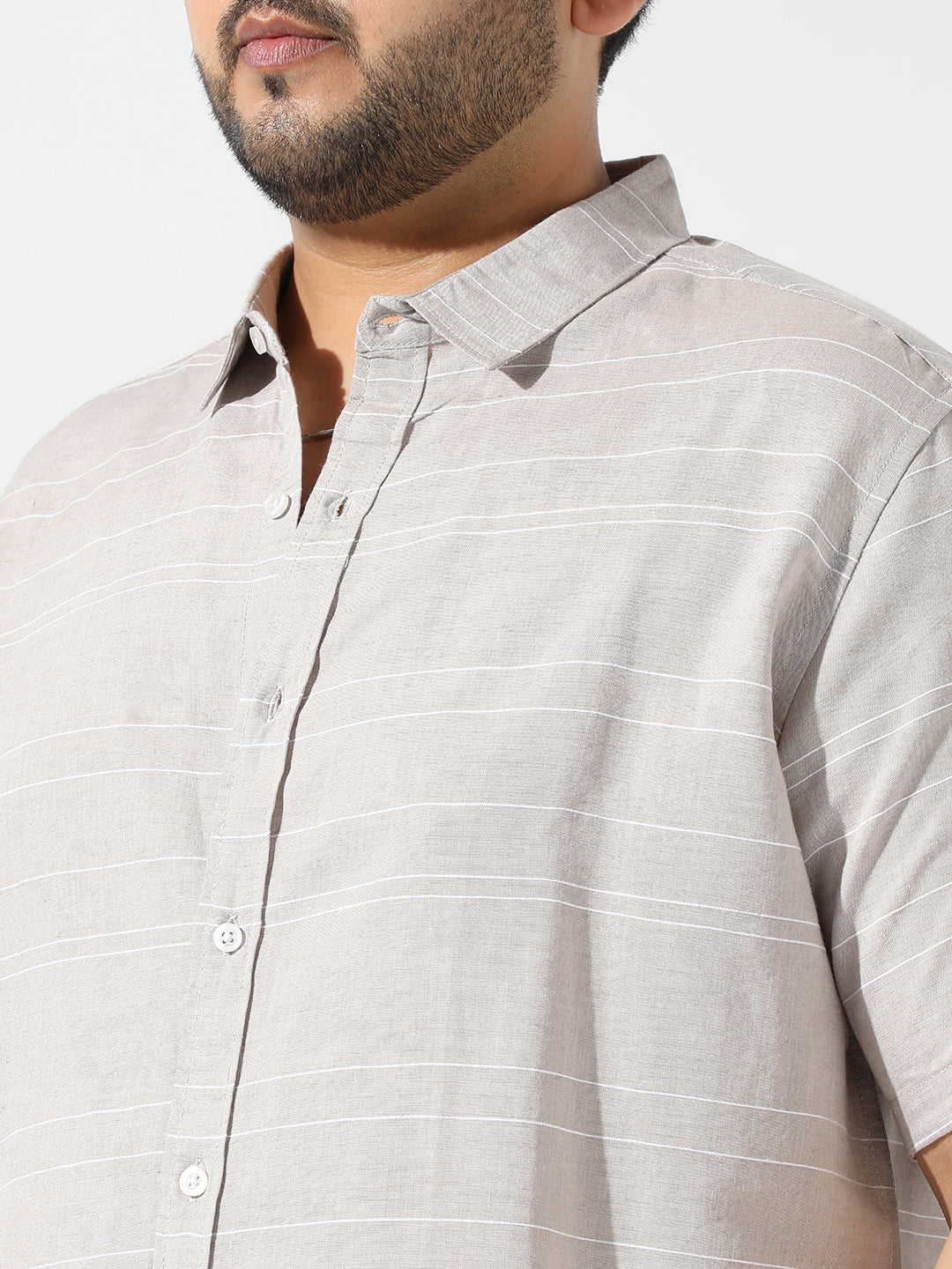 Light Grey Striped Casual Shirt