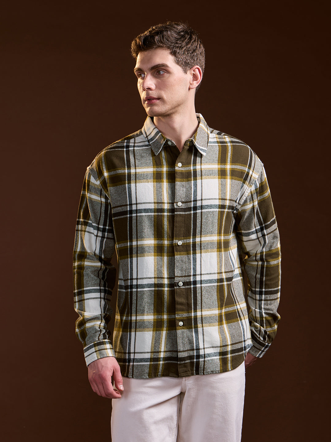 Multi-Color Flannel Checked Relax Fit Overshirt