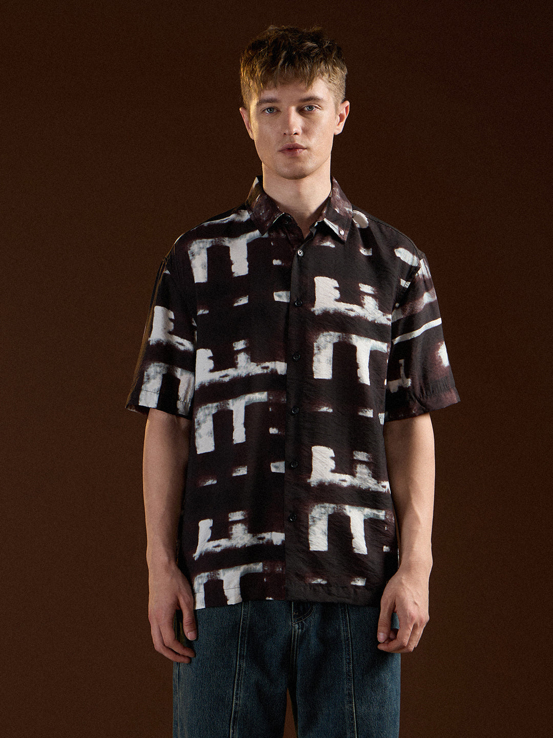 Black Digital Print Relax Fit Casual Shirt