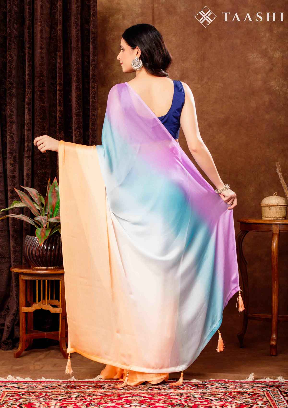 Ombre Blended Colors Crepe Saree