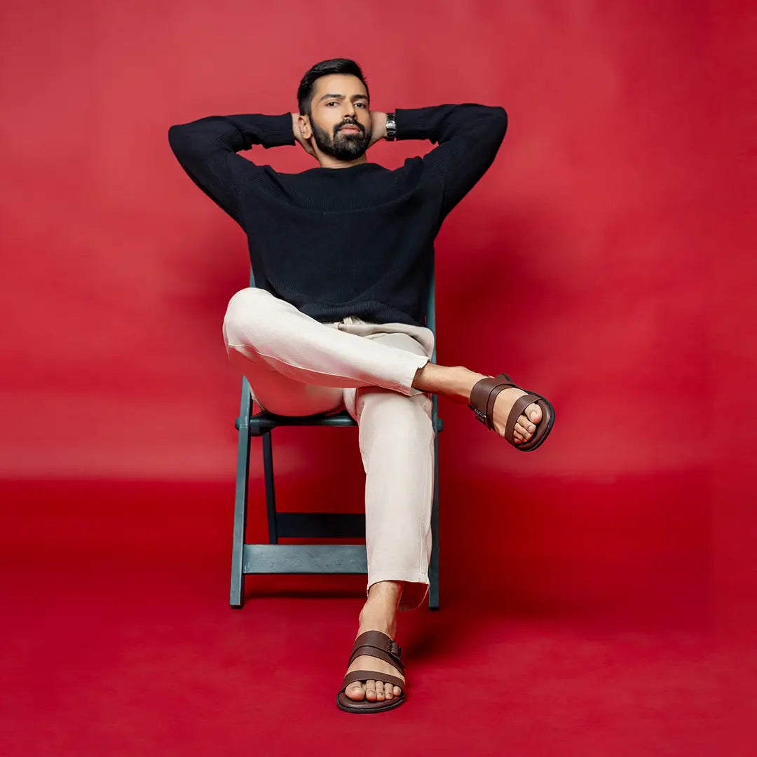 Paaduks Leo Crossover Vegan Leather Brown Men Sandals