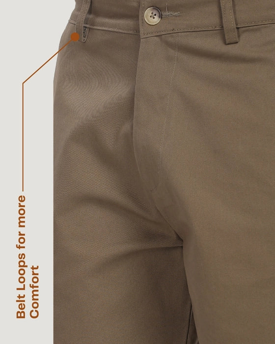 Cotton Chino Shorts | Regular Fit | Bermuda | Olive Brown