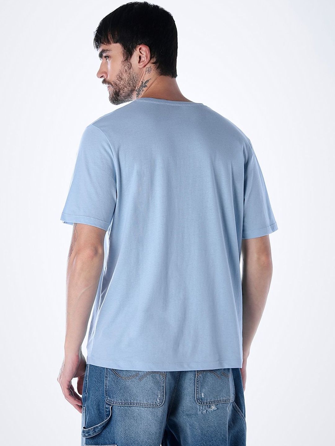 Brand Logo Printed Round Neck Cotton T-shirt