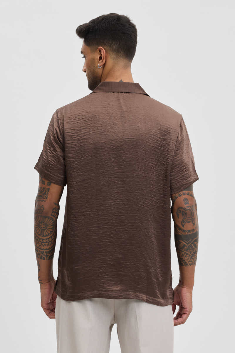 Brown Textured Box Fit Shirt