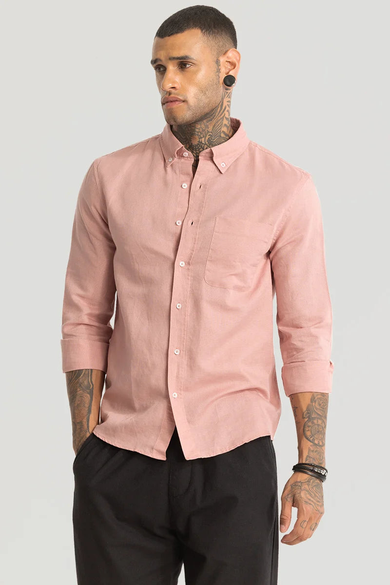 Pink Linen Blend Shirt