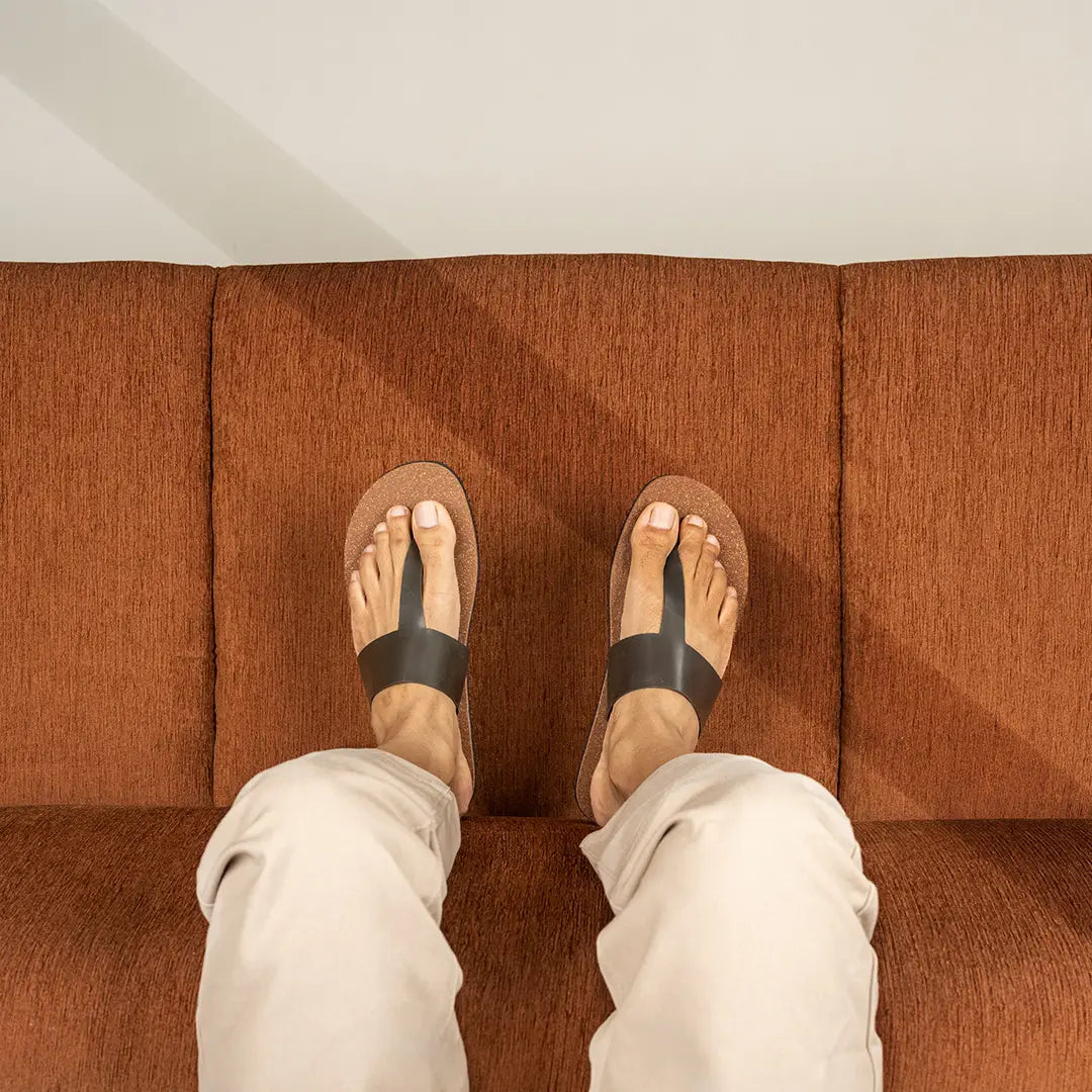 Paaduks Eso Thong-Strap Cork Brown Men Slides