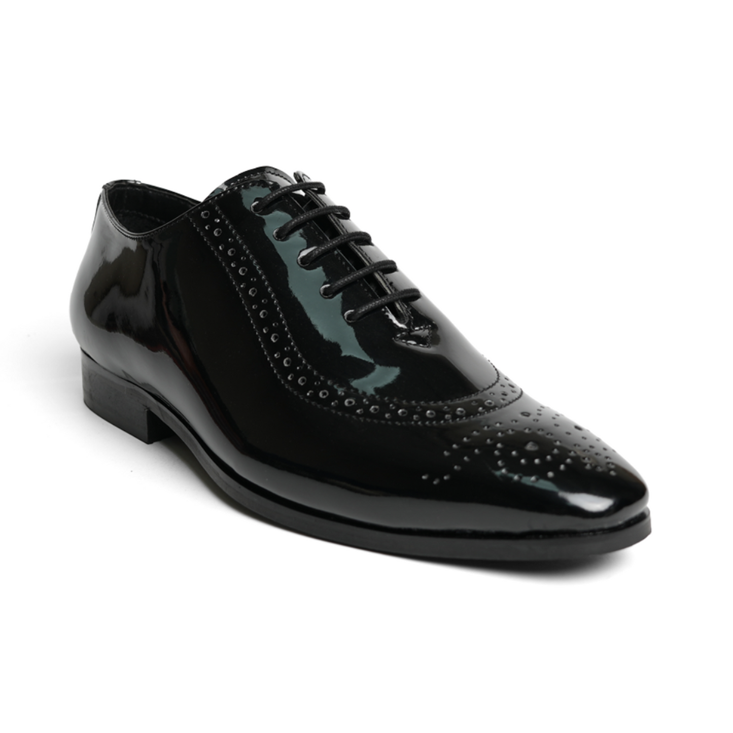 Glossy Classic Patent Lace-Ups - Black