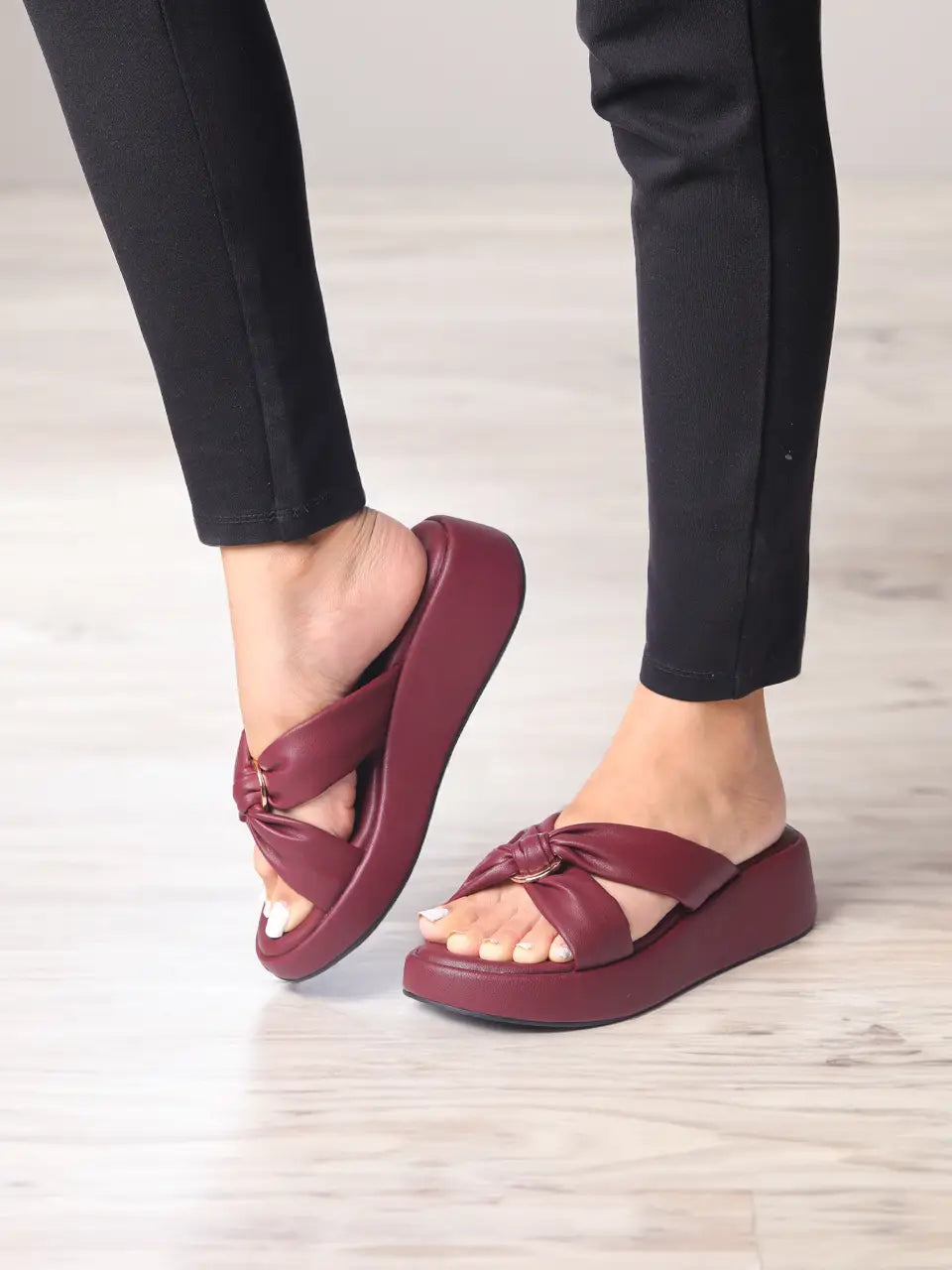 Alani Maroon Wedge Heels