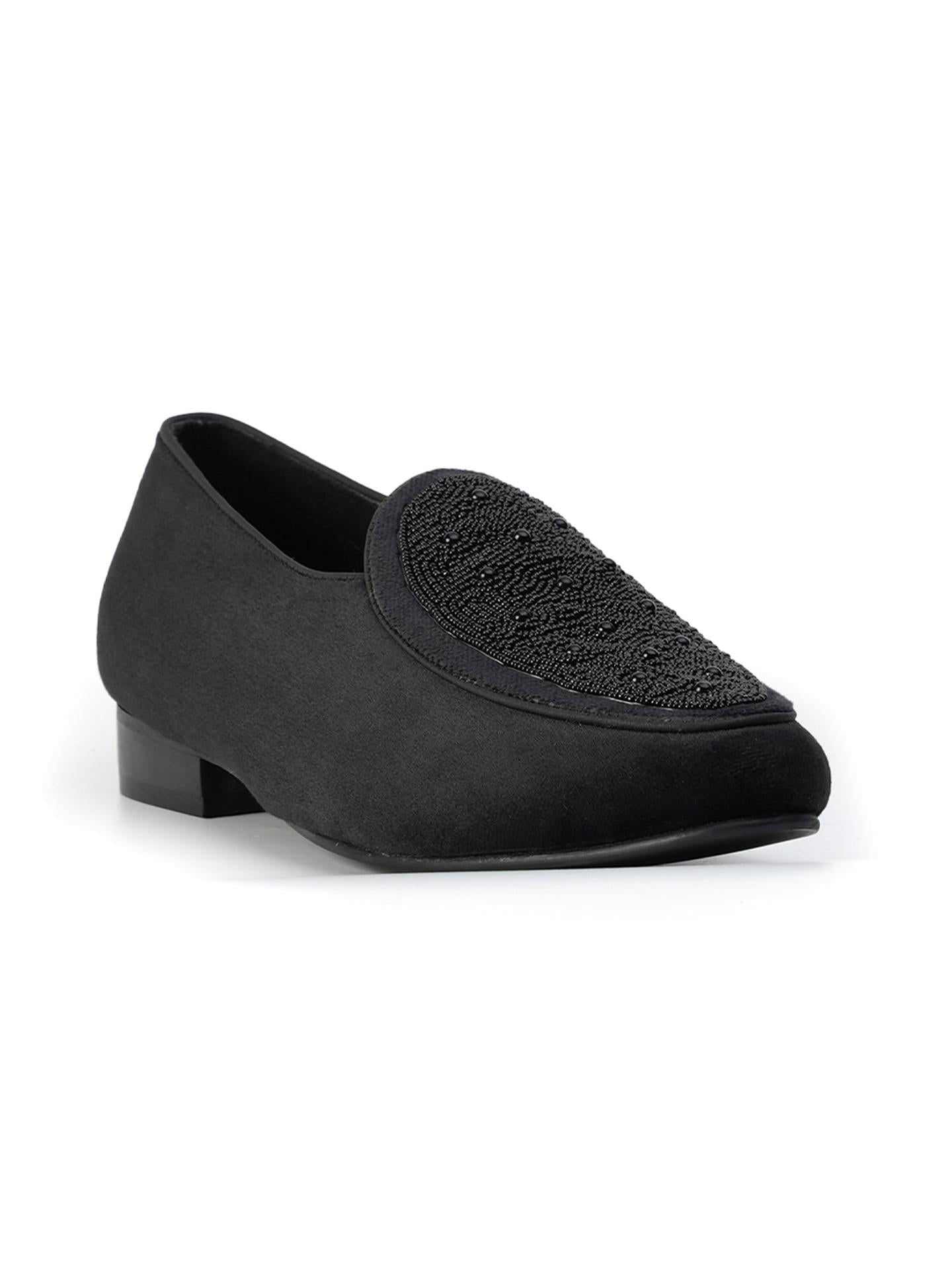 Monkstory Hand-Beaded Slip-ons - Black
