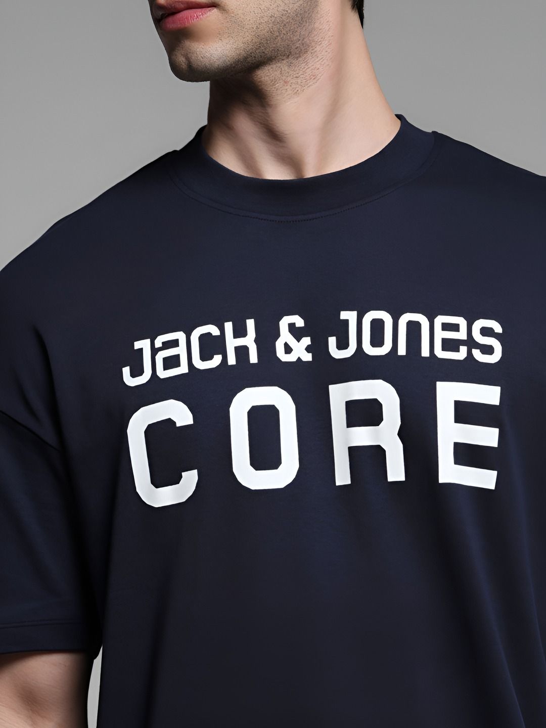 Men Typography Printed Round Neck Cotton Oversized T-shirt