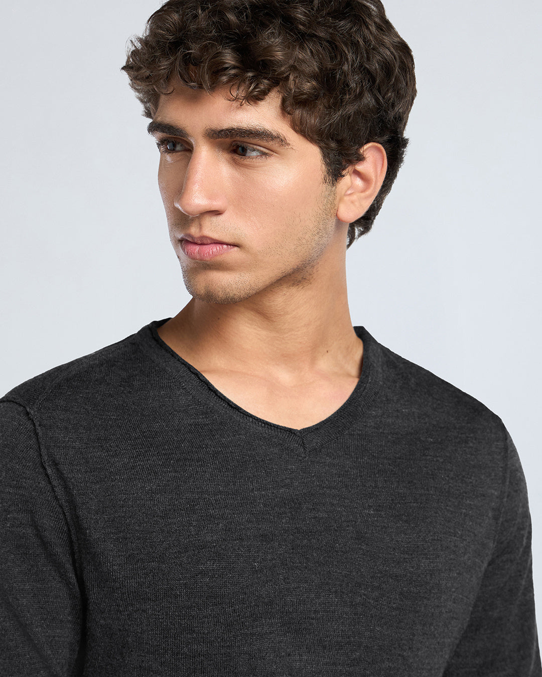 Men's Grey Flat Knit Sweater