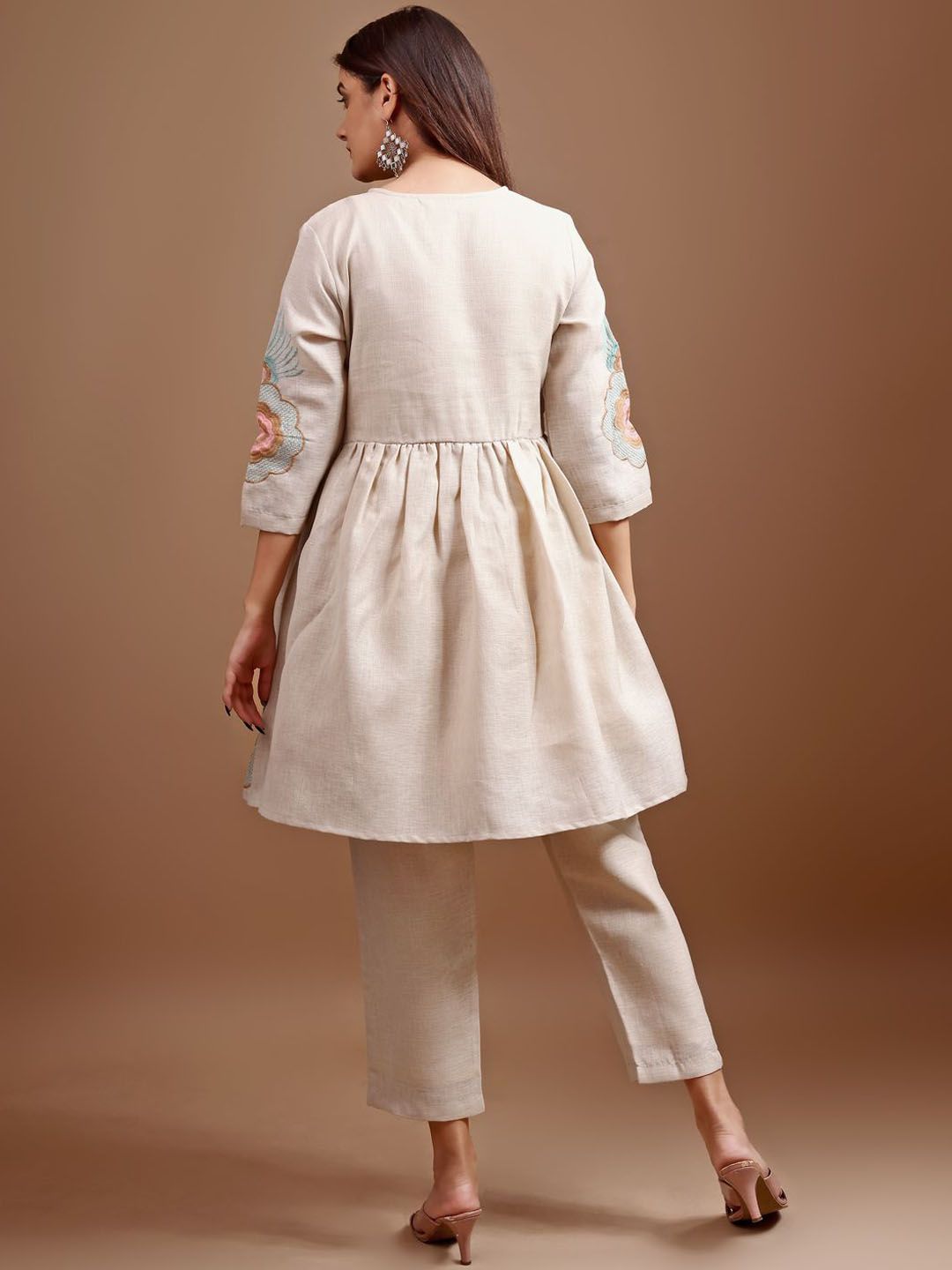 Embroiderey Linen Tunic With Trousers