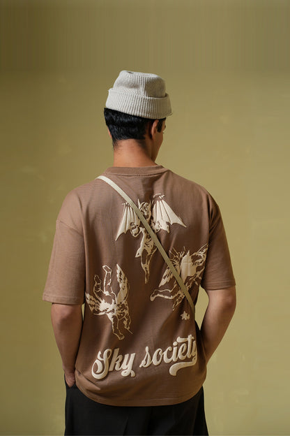 Sky Society Light brown oversized t-shirt