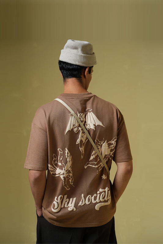 Sky Society Light brown oversized t-shirt