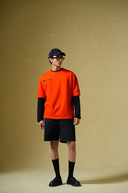 Drunk Text Orange oversized T-shirt