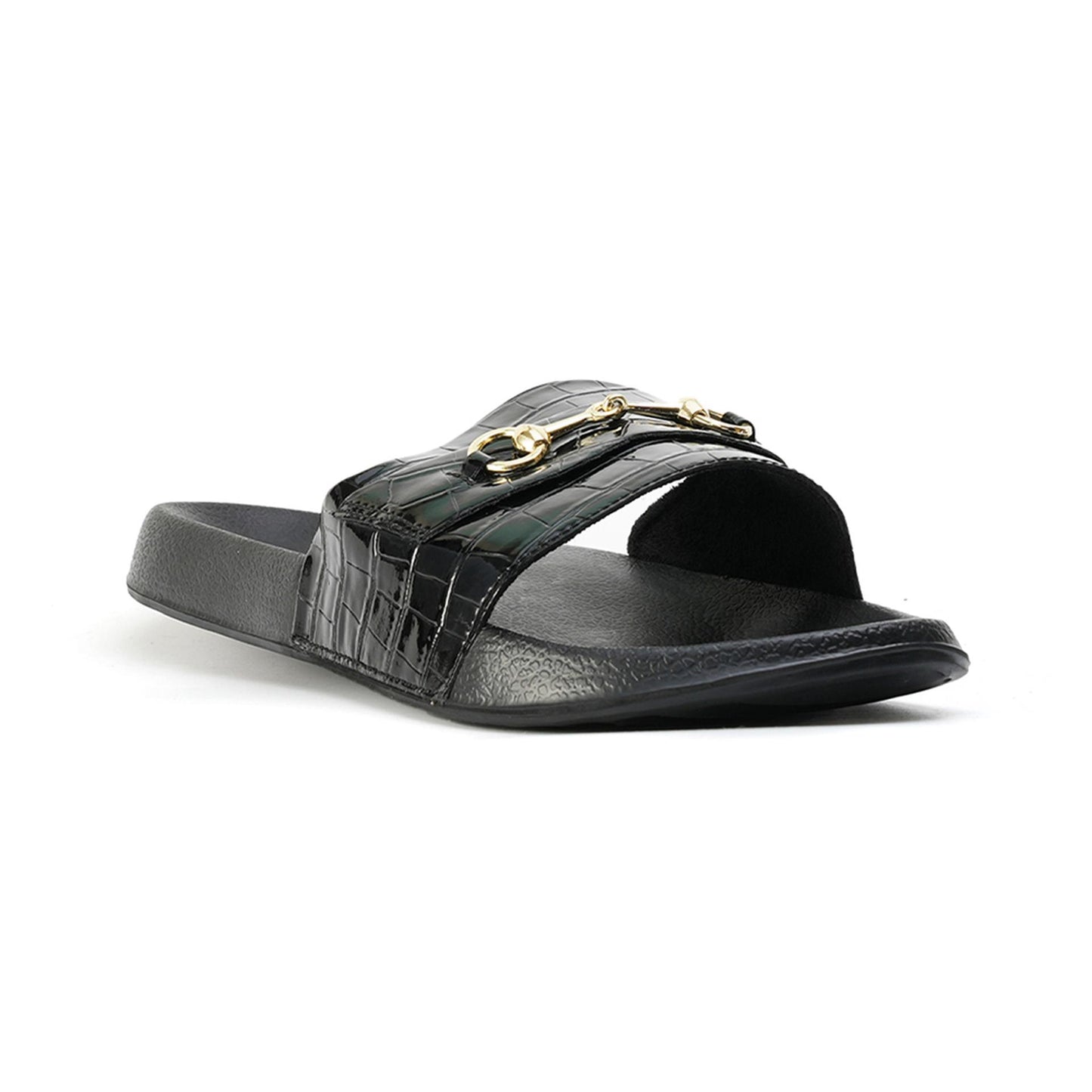 Monkstory Old Money Horsebit Sliders - Black
