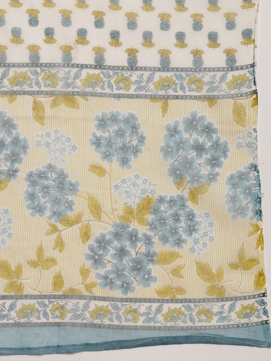 Floral Printed V-Neck Sequinned Pure Cotton Kurta With Trousers & Dupatta